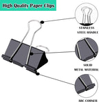 144 Pcs Binder Clips, 1-Inch Medium Paper Clamps for Document Clamp, File, Wide Metallic, Office School and Home Supplies（Black）