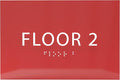 6" X4" Floor 2 Sign - ADA Compliant Tactile Graphics Grade 2 Braille Text | Wall Mount Plastic Directional Assistance, Floor Number Sign for Office, Schools, Hospitals, Apartments