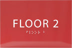 6" X4" Floor 2 Sign - ADA Compliant Tactile Graphics Grade 2 Braille Text | Wall Mount Plastic Directional Assistance, Floor Number Sign for Office, Schools, Hospitals, Apartments