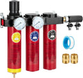 NANPU Z Series 3-Stage Air Filtration System - Sintered, Fine, & Charcoal Filters, 3/4" NPT Inlet, 1/4" NPT Outlet Module, 0-230 psi Gauge, 127 CFM @ 6 bar, Metal Housing, Heat Resistant to 248°F