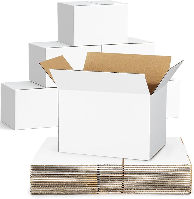 40-Pack-Small-Shipping-Boxes-6x4x4, Corrugated-Cardboard-Boxes-for-Packaging-Small-Business, White-Boxes-Mailers