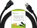12 Gauge Indoor Outdoor Heavy Duty Black Extension Cord 6 FT, 12 AWG SJTW Electrical Cable, Weather-Resistant Power Cord, Great for Gardenfor, Offices and Lawns
