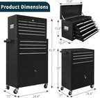 13-Drawer Rolling Tool Chest with Double Door, Extra Large Storage Cabinets with Tool Box, 2-in-1 Detachable Design, 600 lbs Capacity with Lockable Wheels for Garage, Mechanic, Professional & Home Use