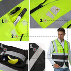 YOWESHOP High Reflective Visibility Safety Vest Custom Your Logo Safety Workwear with Reflective Strips and Front Zipper