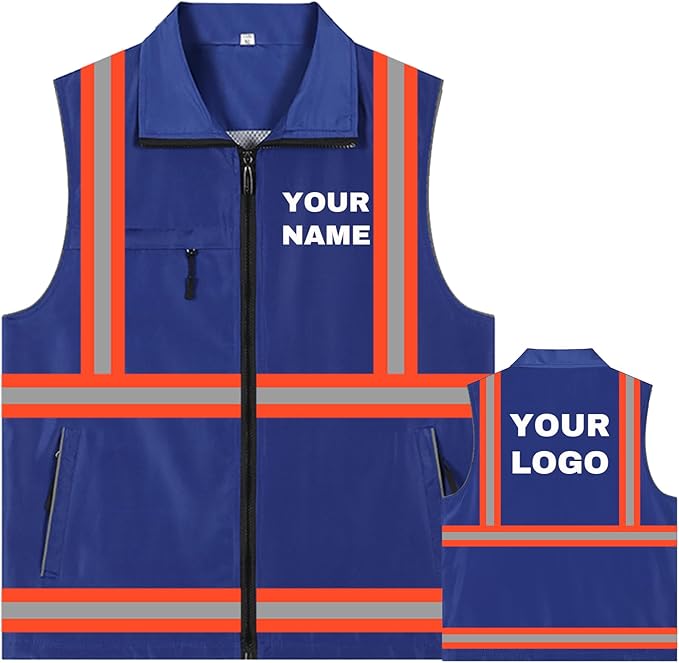 YOWESHOP Lightweight Zip-Up Safety Vest with Pockets for Outdoor Activities,Custom Logo Sleeveless Windbreaker