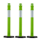 VEVOR 3 Pack Traffic Delineator Posts, 48 inches Traffic Safety Cones with Weighted Base and Reflective Strips, Heavy Duty Delineator Posts for Construction Site, Parking Lot, Crowd Control, Green