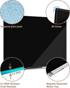 Mifuro Magnetic Glass Whiteboard，36"x24" Wall Mounted Frameless Dry Erase Board for Office, Home & School Black