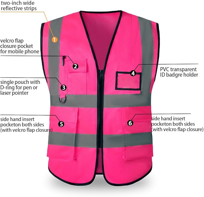 High Reflective Safety Vest for Men Women Breathable With Pocket Zipper for Build Oudoor Work Meet ANSI/ISEA Standard