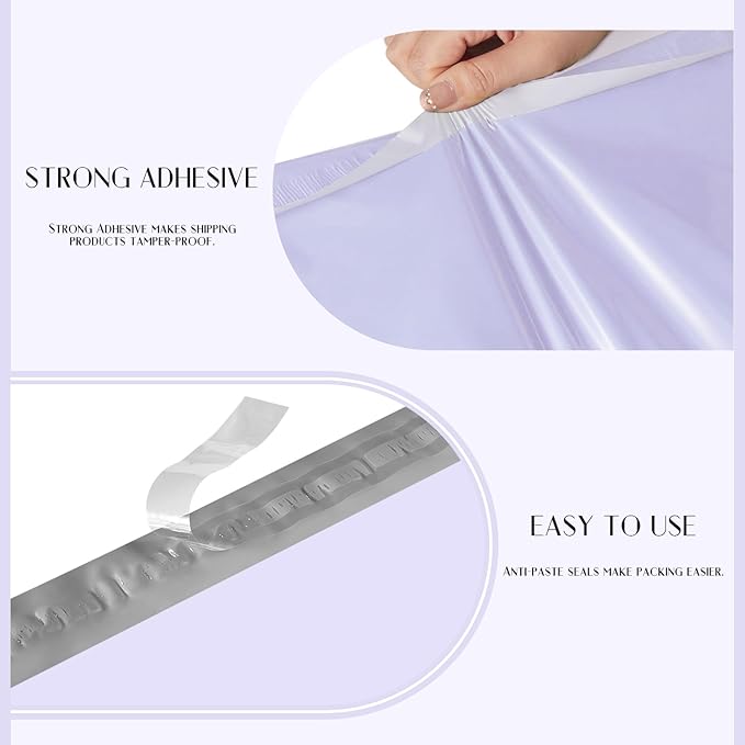 Metronic Large Poly Mailers 14.5x19 50PC, Waterproof Shipping Bags for Clothing, Tear-resistant Mailers Poly Bags for Small Business Suppliers, Strong Ahensive Self Seal Mailing Bags in Lilac Purple