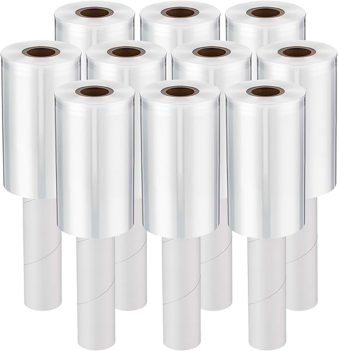 Frienda 12 Pcs 5 Inch Plastic Stretch Wrap Film Roll 500ft Clear Mini Moving Plastic Wrap Roll with Handle 80 Gauge Shrink Wraps Industrial Strength Shrink Film for Moving, Packing, Self Adhering