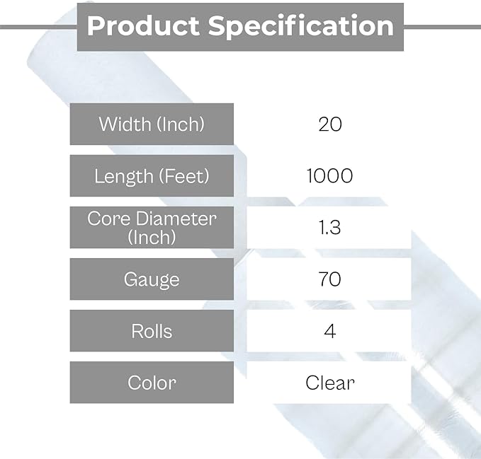 PSBM 4 Rolls 20 Inch x 1000 Feet 70 Gauge Stretch Wrap with Handles, Industrial Strength Heavy Duty Clear Shrink Wrap for Shipping, Packaging, Moving, Bundling or Storage