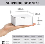 Small Shipping Boxes 3.5x3.3x1.6 Inches, 25-Pack White Corrugated Cardboard Gift Boxes for Mailing, Packaging & Storage