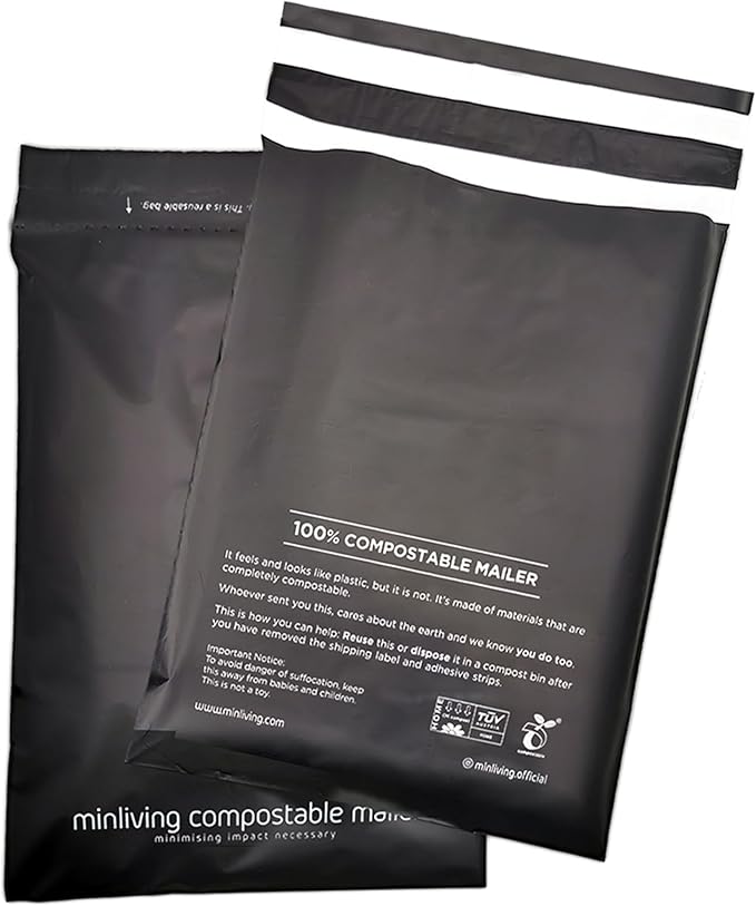 Mailing Pouches 10x13 inch - Plant-Based Materials, Double Seal Closure, Tear Resistant, Extra Thick Design - 50 Reusable Shipping Bags