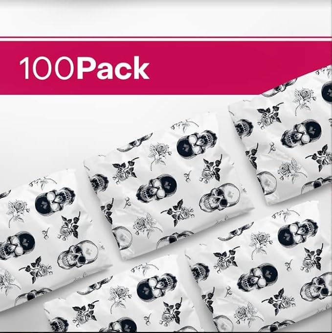 10x13 Poly Mailers – Skull Rose – Waterproof, Tear-Resistant Shipping Bags with Adhesive Seal – 100 Pack – Package Mint