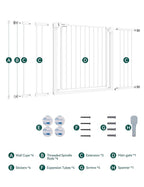 BABELIO 36-57" Extra Wide Baby/Chlid Gate, Auto Close Dog/Pet Barrier with Large Walk Thru Door,Safety for The House, Stairs and Doorways,Pressure Mounted, White