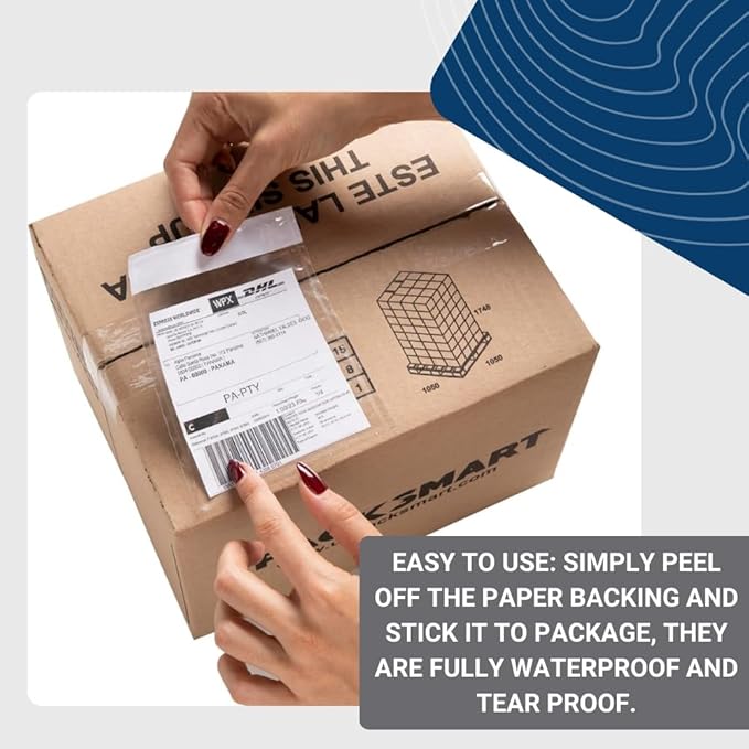 100 Units, 7.5"x5.5" Clear Packing List Shipping Pouches – Heavy Duty Self-Sealing Adhesive Envelopes, Waterproof & Tear-Proof – Ideal for Labels, Invoices & Documents