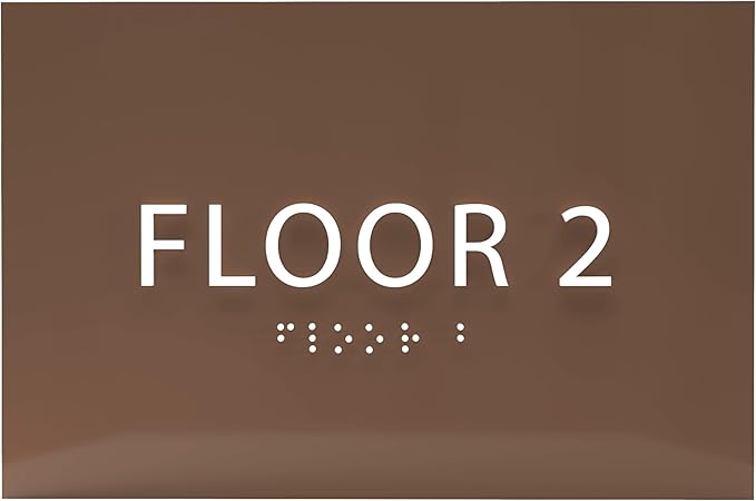 6" X4" Floor 2 Sign - ADA Compliant Tactile Graphics Grade 2 Braille Text | Wall Mount Plastic Directional Assistance, Floor Number Sign for Office, Schools, Hospitals, Apartments