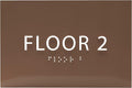 6" X4" Floor 2 Sign - ADA Compliant Tactile Graphics Grade 2 Braille Text | Wall Mount Plastic Directional Assistance, Floor Number Sign for Office, Schools, Hospitals, Apartments
