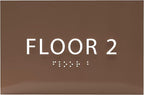 6" X4" Floor 2 Sign - ADA Compliant Tactile Graphics Grade 2 Braille Text | Wall Mount Plastic Directional Assistance, Floor Number Sign for Office, Schools, Hospitals, Apartments