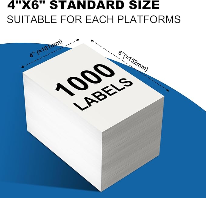 4”x6” Thermal Labels 4000 Labels, Shipping Label Thermal Paper for Thermal Printers Zebra & Rollo (4 Packs of 1000)