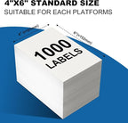 4”x6” Thermal Labels 4000 Labels, Shipping Label Thermal Paper for Thermal Printers Zebra & Rollo (4 Packs of 1000)