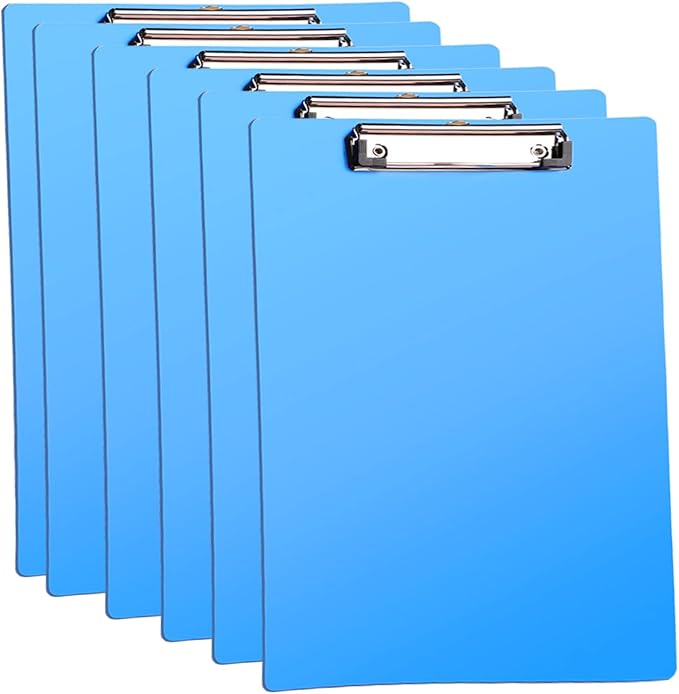 Plastic Clipboards, 6 Packs A4 Size Clip Boards, Paper Clips, Nursing Clipboard, Paper Clip Holder, Writing Board, Document Holder