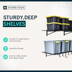 StoreYourBoard Heavy Duty Garage Shelf Wall Mount 2ft x 4ft – Wall-Mounted Shelving for Storage & Organization – Heavy Duty Garage Shelves for Tools, Bins, & Equipment – Holds 400 lbs - Black