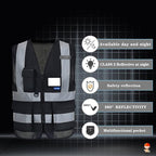 A-SAFETY High Visibility safety vest black pockets