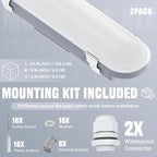 JTT 8FT LED Vapor Tight Light 120/100/80W,5000K/4000K/3000K Vapor Proof Lighting Fixture IP66, 18000LM LED Outdoor Shop Light Waterproof for Parking Garage Car Wash Warehouse Barn ETL Listed-2Pack