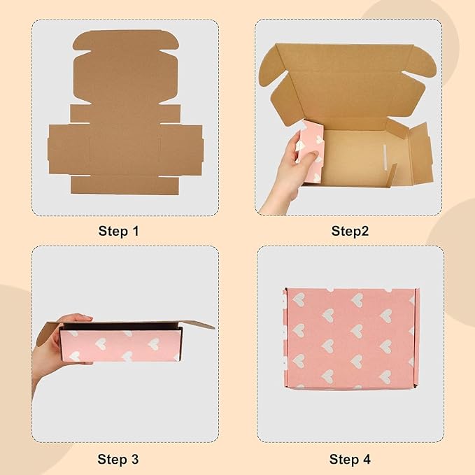 Recyclable Cardboard Small Gift Mailer Boxes for Shipping Packaging Craft Mother's Day Gifts Giving Products (Pink, 9 x 6 x 2 Inch)