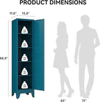 COFaR 67" Tall Pantry Cabinet, Peacock Blue Storage Cabinet with Magnetic Door & 4 Adjustable Shelves, Slim Freestanding Cupboard for Bathroom, Kitchen