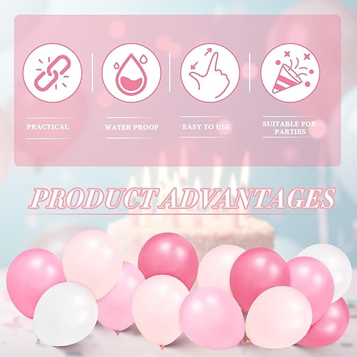 76 Pcs Carpet Runner for Party Set 1 Floor Runner 2 Double Sided Tape 6 Stanchion Post 4 Velvet Carpet Ropes 2 Foil Fringe Backdrop Curtains 60 Balloon 1 Ribbon for Party Supplies (Pink)