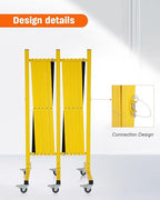 GCCSJ Expandable Metal Barricade with Wheels, 16.4 Feet Long Folding Security Gate, Retractable Metal Barrier for Construction Site Elevator Traffic Control Garage, Yellow Black