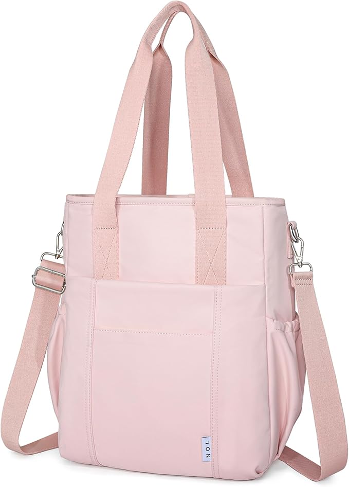 NOL Insulated Lunch Bag for Women, Large Spacious Lunch Tote Bag With Removable Adjustable Shoulder Strap with Multi Pockets,Leakproof Cooler Bag,Lightweight Nylon Waterproof Lunch Box For Work,Pink