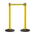 Crowd Control Warehouse CCW Series RBB-100 - Set of 2 Stanchion Retractable Belt Barriers - 11 Foot Caution Do Not Enter Belt, Yellow Post - Easy Assembly