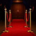 8PCS Stanchion Posts with 6 Red Velvet Ropes, Crowd Control Barriers with Weighted Base, Stainless Steel Queue Poles for Events, Parties, Museums, Red Carpet, Theaters, and Hotels