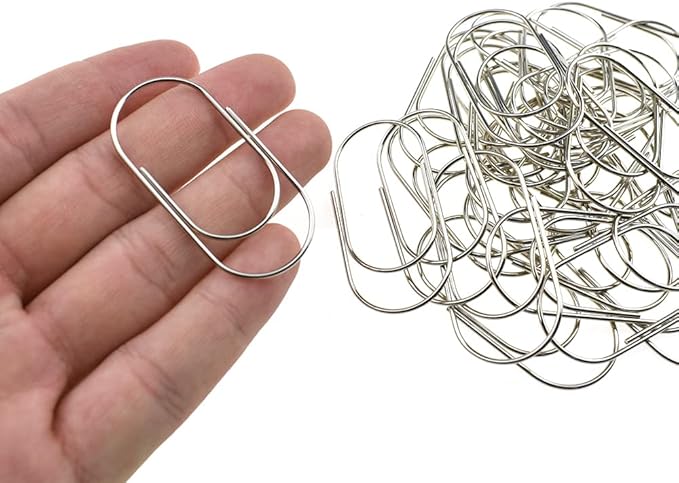 HAHIYO Paper Clips Sturdy 2 inches Length 30 Pack Wide Paperclips Heavy Duty Tight Grip Rust Proof Reusable Metal Bright Silver for Home Office School