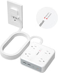TESSAN Surge Protector Power Strip, 15 Ft Extension Cord Flat Wall Plug with 4 USB (2 USB C) 8 Outlets, 2100J Dual Surge Protection, 20W Desk Charging Station for Home, Office, Dorm Room Essentials
