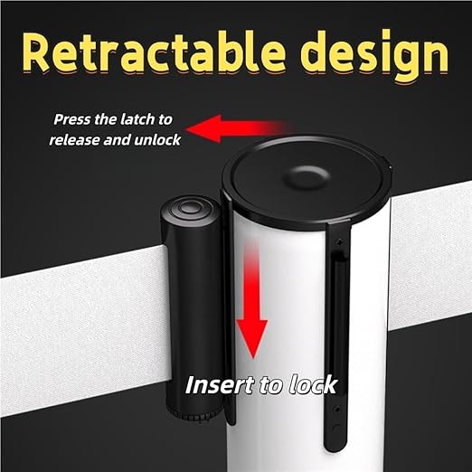 VIP Crowd Control Retractable Belt Stanchion Queue Safe Barrier, 35in Crowd Control Stanchions with 16.4ft Retractable Belts