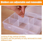 2 Pcs 9 Grids Clear Organizer Box Plastic Storage Container with Adjustable Dividers for Electronics Jewelry Beads Art DIY Crafts Fishing Small Parts