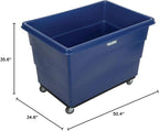 Global Industrial 20 Bushel Plastic Bulk Box Truck, Steel Chassis Base, 1200 lbs. Capacity, 4" Non-Maring Rubber Casters, Blue, 50-2/5"L x 34-3/5"W x 35-3/5"H