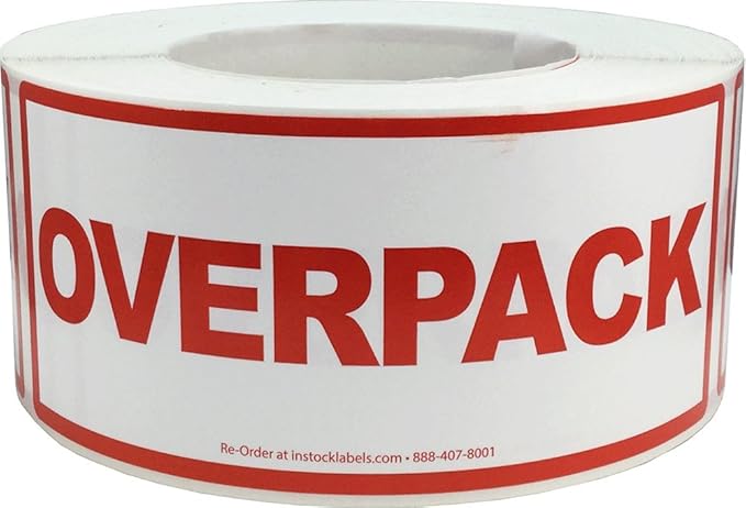 Air Specialty Overpack Labels 2 1/2 x 6 Inch 500 Adhesive Stickers Per Roll