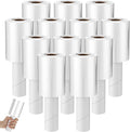 Frienda 12 Pcs 4 Inch Plastic Stretch Wrap Film Roll 500ft Clear Mini Moving Plastic Wrap Roll with Handle 80 Gauge Shrink Wraps Industrial Strength Shrink Film for Moving, Packing, Self Adhering