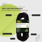Go Green Power Inc. (GG-14000BK) 12/3 SJTW Outdoor Extension Cord, Black, 100 ft
