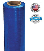 APQ 4 Rolls of Blown Hand Stretch Film 18" x 1500'. Blue Hand Stretch Wrap, 80 Gauge. Tear Resistant Residue Free Film for Moving, Shipping, Wrapping. Industrial Grade Pallet Shrink Wrap Film.