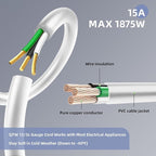 EP 100 Ft Outdoor Extension Cord, 12/3 SJTW Heavy Duty Extension Cable with 3 Prong Grounded Plug, 15 AMP Power Cord for Lawn, Garden, Appliances, White