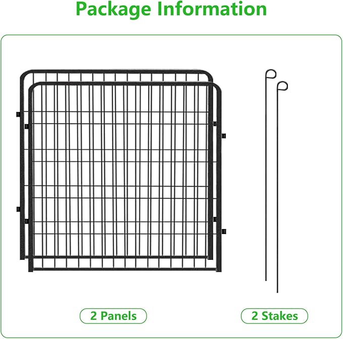 Decorative Metal Garden Fence Add-on Fence Panels, 32in(H) x 5.3Ft(L) No Dig Fence 2 Panels Fencing for Dogs Animal Barrier Fence Garden Fencing for Yard, Patio, Without Gate