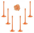 Mr. Chain Plastic Stanchion Kit with 50 Feet of 2-Inch Link Chain and C-Hooks, Safety Orange, Pack of 6 (71012-6)