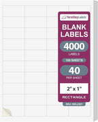 NextDayLabels – 2" x 1" Rectangular Sticker Labels for Printer - White Laser/Inkjet Printer Labels Return Address Labels Shipping Label Stickers (100 Sheets, 40 Per Sheet, 4000 Labels)