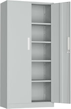 Incbruce 72” Metal Storage Cabinet, Locking Steel Storage Cabinets with 2 Doors and 4 Adjustable Shelves, Tall Lockable Tool Storages for Garage, Home, Office (Grey)